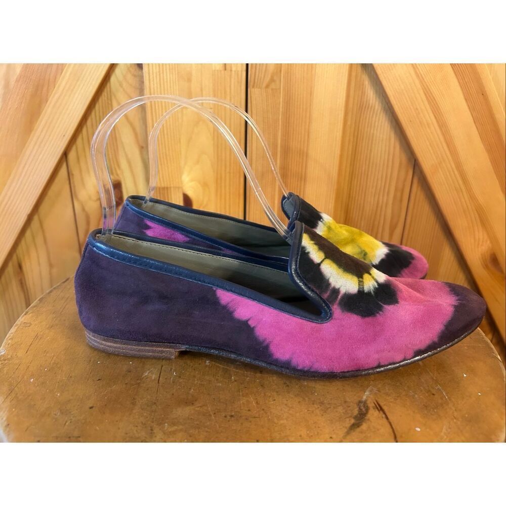 Meher Kakalia tie-dye pink leather loafers size 37 6.5-7